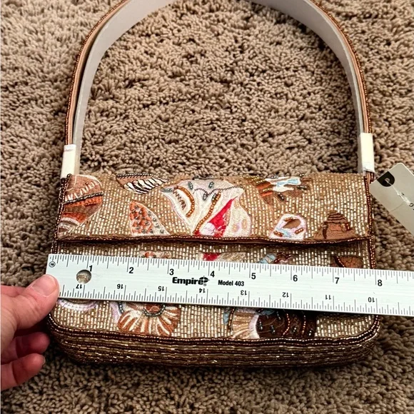 NWT new Anthropologie Fiona beaded sea shell seashell Tan Shoulder Bag purse - Picture 15 of 17